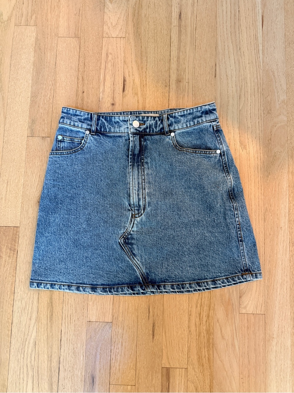 Pilcro Washed Blue Denim Mini Skirt